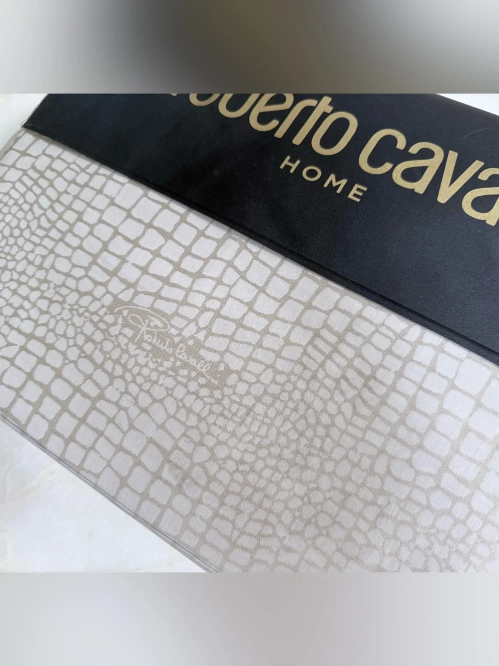 Roberto Cavalli Home Croc-Embossed Queen Duvet Sham Set — Champagne Beige/Taupe